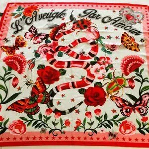 Gucci L Aveugle Par Amour Authentic Snake Butterfly Silk Scarf